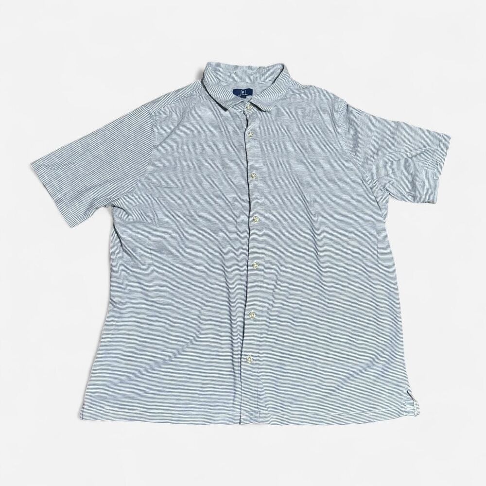 George white and blue striped large size (42-44) short sleeve button up shirt